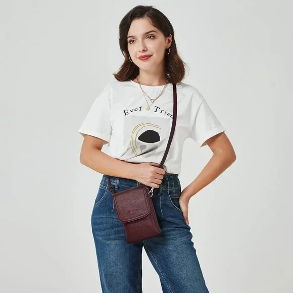 Women Burgundy Red Imported Vegan Leather Adjustable Strap Small Crossbody Bags - Picture 8 of 9